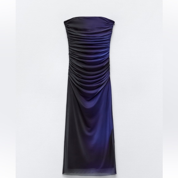 ZARA STRAPLESS PRINTED TULLE DRESS - Picture 6 of 14